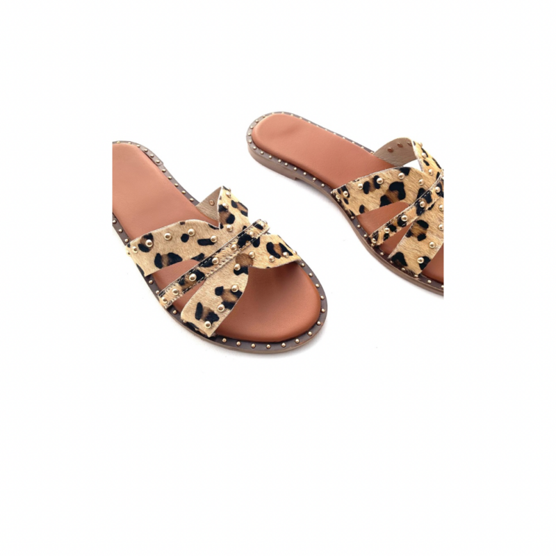 Pía Sandalia Plana Leopardo