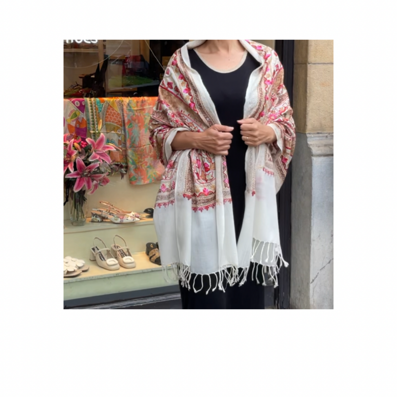 Pañuelo Cashmere Blanco Estampado